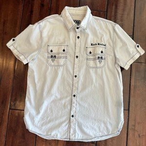 Men's Rock Revival White Short Sleeve XL Shirt